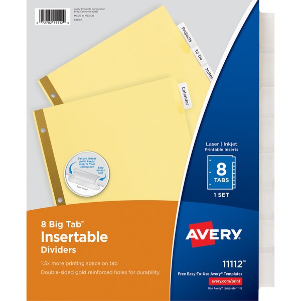 Avery® Insertable Dividers 8 Tab